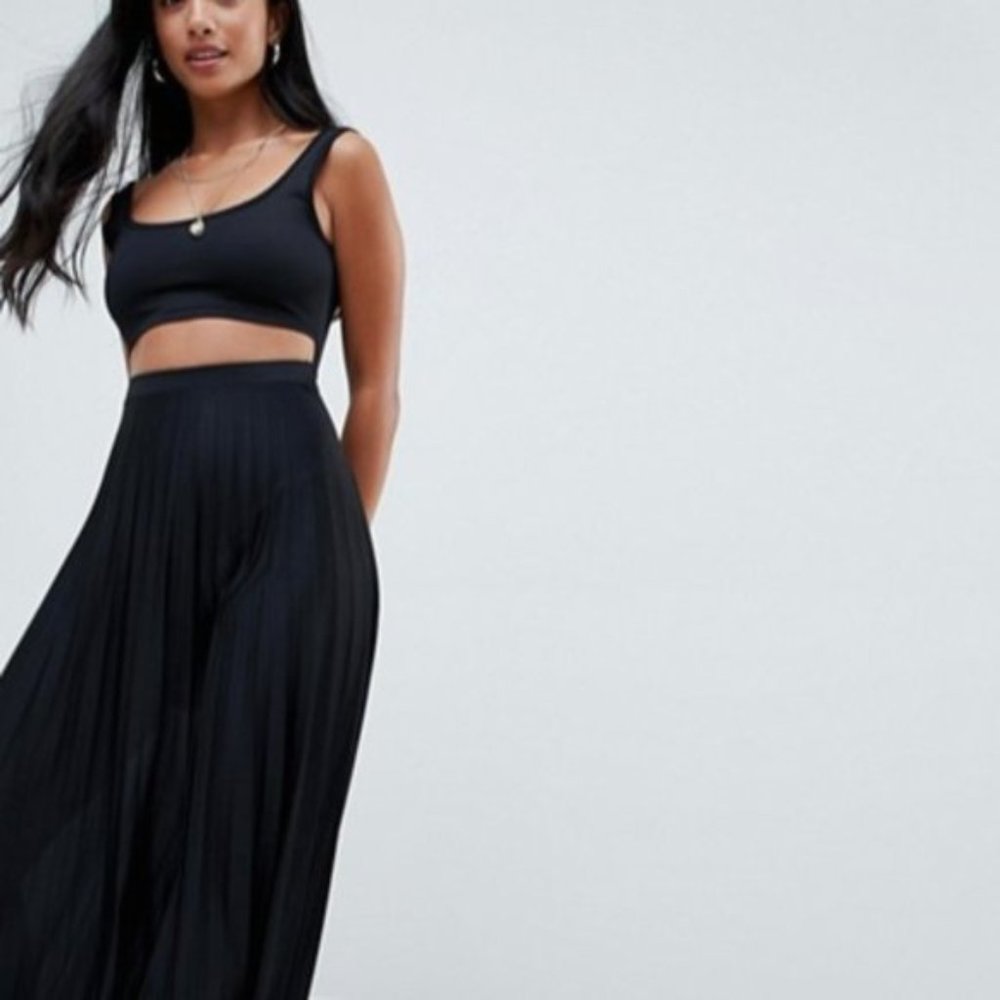 ASOS Petite Crop Pleated Cut Out Dress